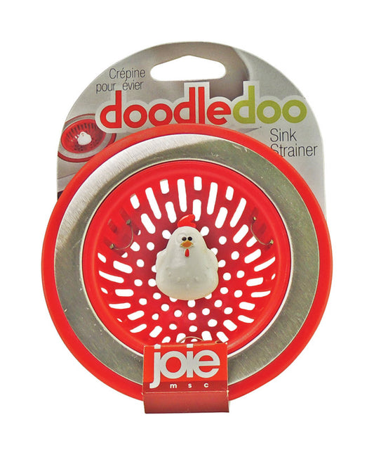 Joie Doodldoo Rooster Red/Silver Plastic/Stainless Steel Sink Strainer