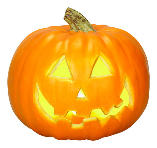 Gemmy  Animation  Jack-O-Lantern  Lighted yellow  Halloween Decoration  8.27 in. H x 8.66 in. W 1 pk