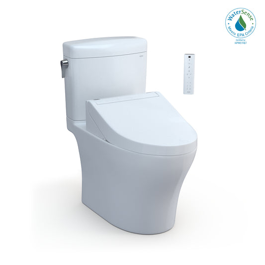 TOTO® WASHLET®+ Aquia IV® Cube Two-Piece Elongated Dual Flush 1.28 and 0.8 GPF Toilet with C5 Bidet Seat, Cotton White - MW4363084CEMFG#01