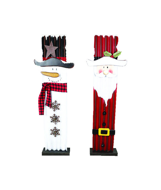 Celebrations Santa/Snowman Christmas Decoration Multicolored Metal 1 pk (Pack of 4)