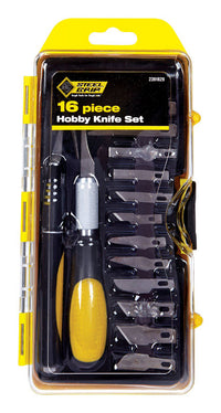 Steel Grip  8 in. Sliding  Hobby Knife Set  Black  16 pc.