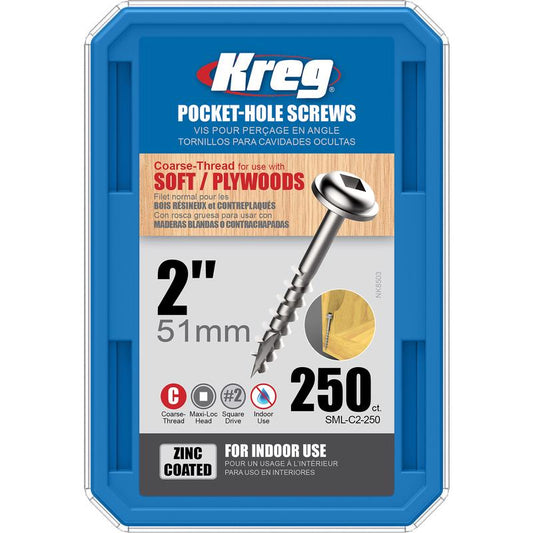 Kreg No. 8 X 2 in. L Square Zinc-Plated Pocket-Hole Screw 250 pk
