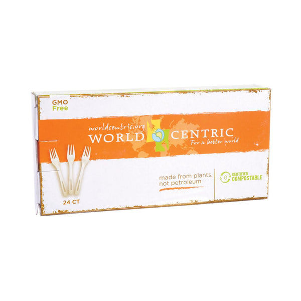 Tenedor con almidón de maíz World Centric - Caja de 12 - 24 unidades (paquete de 12)