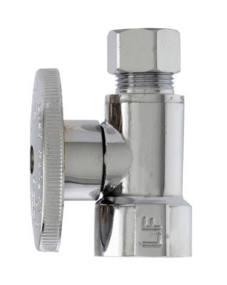 Straight Supply Stop Valve, Chrome, 1/2-In. Female Iron Pipe x 3/8-In. O.D. Compression