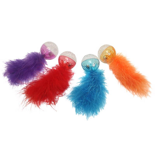Multipet Assorted Lattice Plastic Ball w/ Feathers