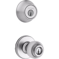 Kwikset Polo Satin Chrome Deadbolt and Entry Door Knob 1-3/4 in.