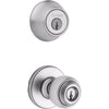 Kwikset Polo Satin Chrome Deadbolt and Entry Door Knob 1-3/4 in.