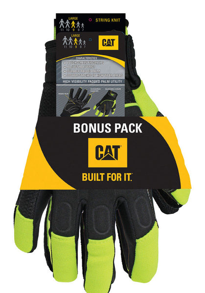 Guantes mecánicos de alta visibilidad, paquete de 2, talla XL