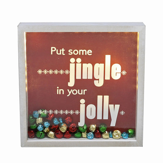 Dyno Lighted Put Some Jingle in your Jolly Christmas Decoration Red/White MDF 1 pk (Pack of 4)