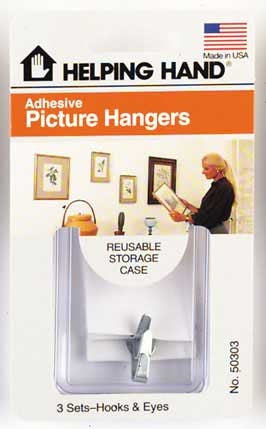 Helping Hand 50303 Adhesive Hook & Eye End Picture Hangers (Pack of 3)