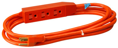 3-Outlet Extension Cord, 16/3 SJTW Orange Round, 3-Ft.