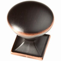 Cabinet Knob, Square Base, Bronze & Copper, 1-1/4-In. Round