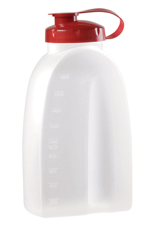Rubbermaid Plastic White/Red Square Stable Base Dishwasher Safe Mixing Bottle 1 qt.