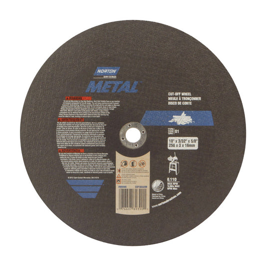 Norton Metal 10 in. D X 5/8 in. Aluminum Oxide Cut-Off Wheel 1 pc