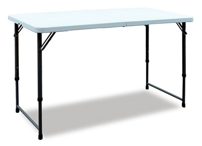 Folding Table, 3 Heights, White, 4-Ft.