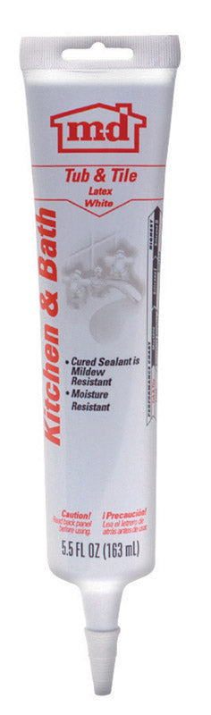 MD White Latex Tub and Tile Caulk 5.5 oz. (Pack of 12)