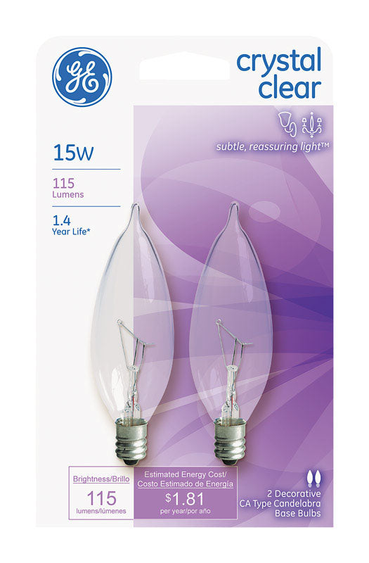 GE 15 watts A30 Decorative Incandescent Bulb E12 (Candelabra) Soft White 2 pk (Pack of 6)