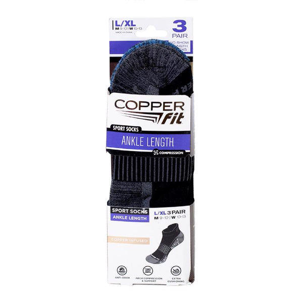 Calcetines deportivos unisex Copper Fit de talla L/XL, color negro