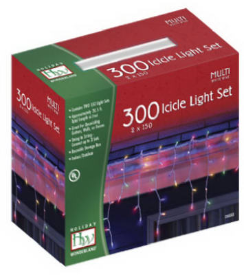 Christmas Icicle Lights Set, Multi-Color, 300-Ct.