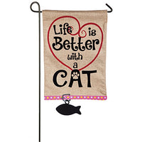 BETTER W/CAT BURLAP FLAG