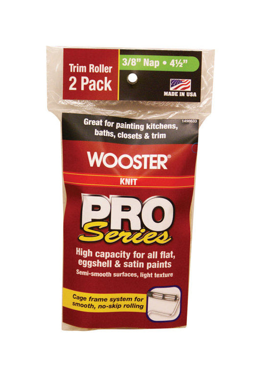 Wooster  Pro Series  Knit  4-1/2 in. W x 3/8 in.  Trim  Paint Roller Cover  2 pk