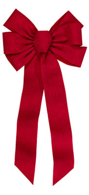 Bow Ornament, 7-Loop, Red Embossed, 12 x 26 x 3-In.