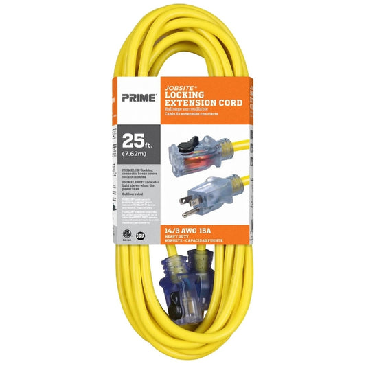 Prime Jobsite Outdoor 25 ft. L Yellow Extension Cord 14/3 SJTW