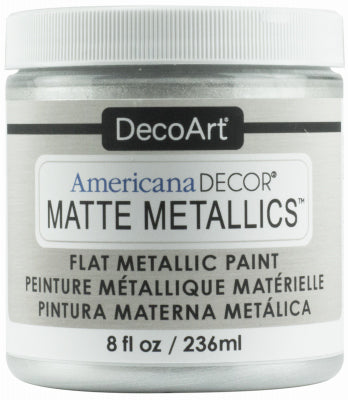 Americana Decor Matte Metallic Craft Paint, Soft Silver, 8-oz. (Pack of 3)