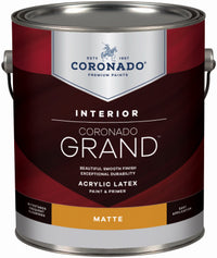 Grand Interior Latex Paint & Primer In One, Matte, Tintable White, Gallon (Pack of 4)