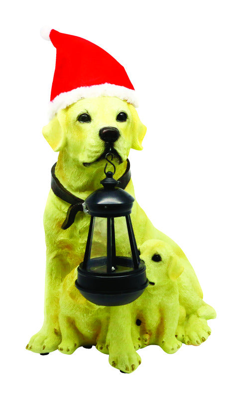 Alpine LED Yellow Dog w/ Lantern Yard Decor