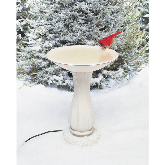 Miller White Plastic 27.25 in. Bird Bath with Stand