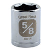 Great Neck 5/8 in.   S X 3/8 in. drive S SAE 6 Point Socket 1 pc