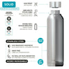 Quokka Stainless Steel Water Bottle Solid Jet Black 21oz (630ml)