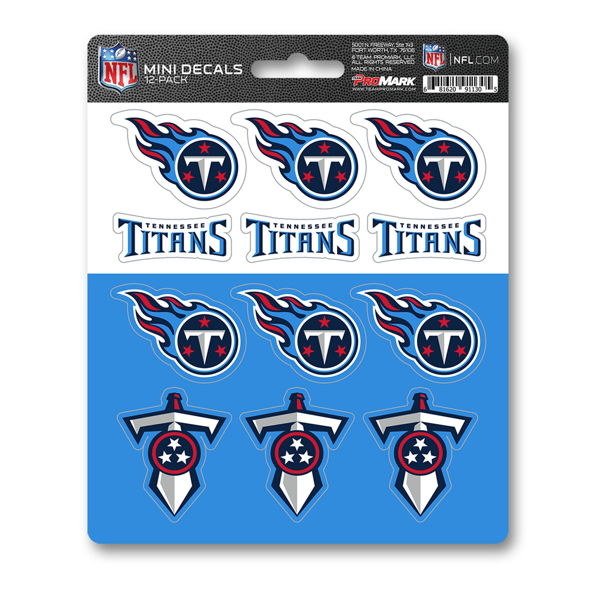 Titans Rivalry Decal NFL - Tennessee Titans 12 Count Mini Decal Sticker Pack | Max Warehouse
