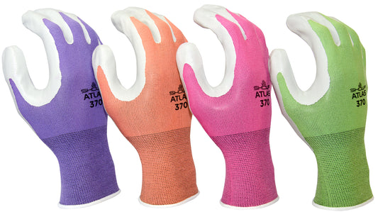 Showa Atlas 3704cs-06.Rt 13-Gauge Women'S Small Nitrile Palm Coating Seamless Knit Garden Gloves Assorted Colors (Pack of 4)