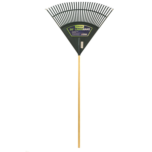 Rugg Polymer 30 in. Head Lawn Leaf Rake 65 L in. with 48 L in. Wood Handle (Pack of 12)