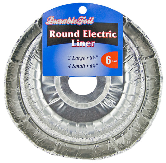 Durable Foil D62060 Round Electric Burner Liner Set 6 Count (Pack of 12)