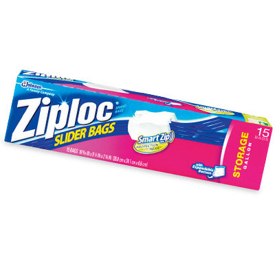 Ziploc Slider Storage Bag 15 pk Clear (Pack of 12)
