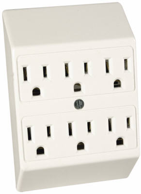 15A Ivory 2-Pole Plug In Adapter (Pack of 6)