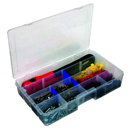 Flambeau Tuff Tainer 9.75 in.   W X 3.25 in.   H Storage Box Plastic 16 compartments Clear