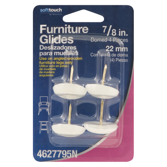 Softtouch White 7/8 in. Nail-On Plastic Chair Glide 4 pk