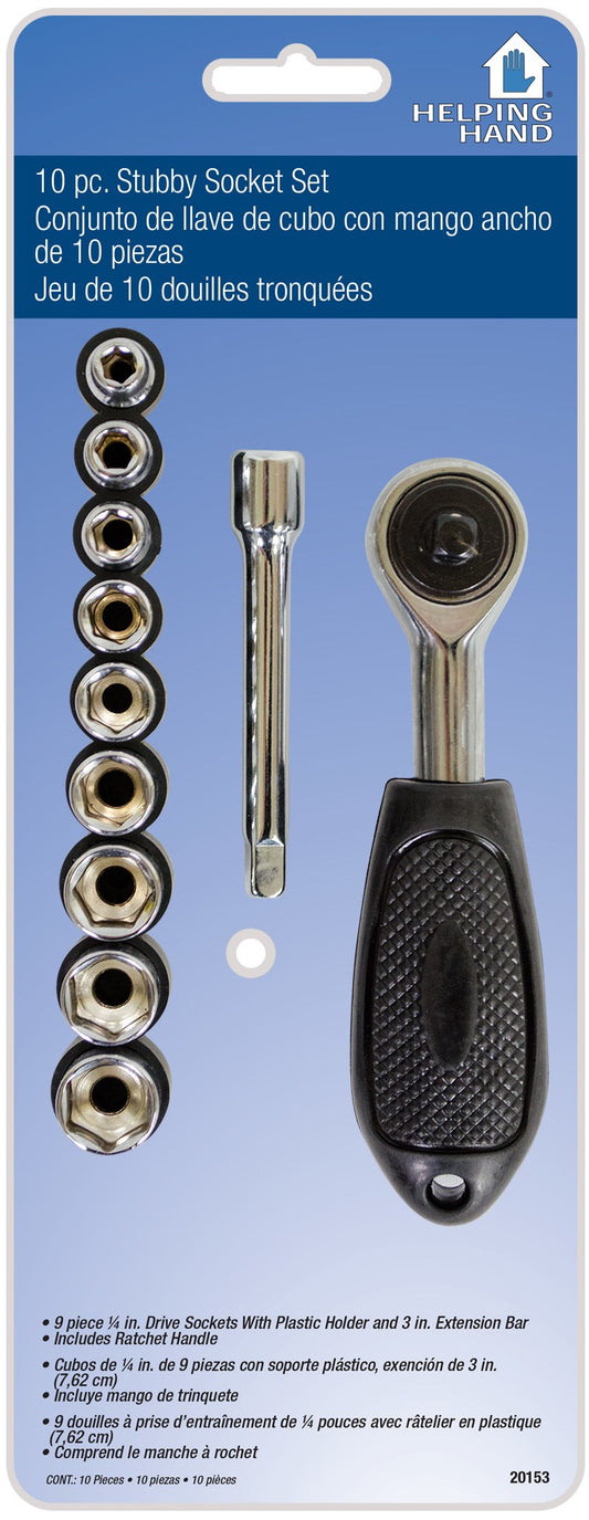 Helping Hand 20153 Stubby Socket Set 10 Piece (Pack of 3)