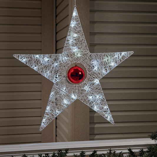 Celebrations  LED  Cool White  28 in. Hanging Decor  Spun Cotton Star with Ornament