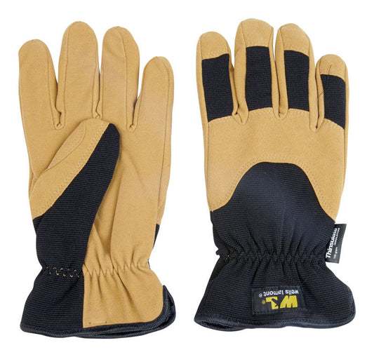 Wells Lamont  L  Synthetic Leather  Winter  Black  Gloves