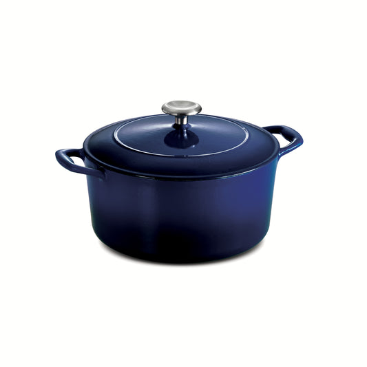 5.5 Qt Enameled Cast-Iron Series 1000 Covered Round Dutch Oven - Gradated Cobalt