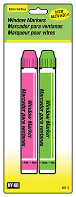 Hy-Ko Neon Color Assorted Broad and Fine Tip Glass Marker 2 pk (Pack of 3)
