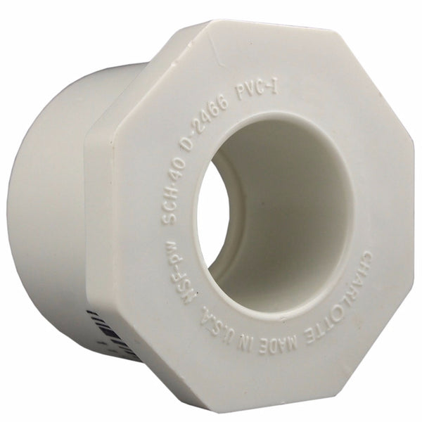 Casquillo reductor de PVC de 1-1/4 pulg. de diámetro x 3/4 pulg. de deslizamiento, cédula 40 de Charlotte Pipe