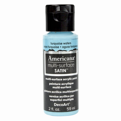 Americana Multi Surface Craft Paint, Satin, Turquiose Waters, 2-oz. (Pack of 3)