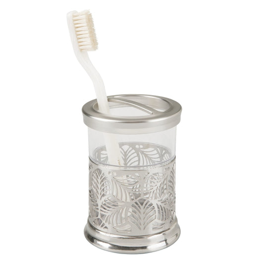 iDesign Brushed Nickel Clear Plastic/Steel Toothbrush Holder