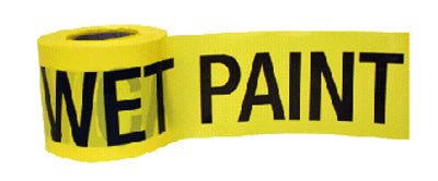 "Wet Paint" Tape, Bright Yellow, Weatherproof,3-In. x 300-Ft.